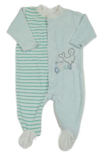 Světlemodrý sametový overal s pruhy a lachtanem Lupilu