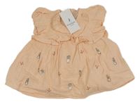 Nové - meruňkové šaty s výšivkami králíků M&S