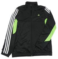 Černo-zelená sportovní propínací mikina s logem Adidas