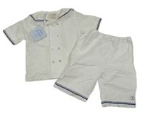 2set - Bílá lněná košile + kraťasy
