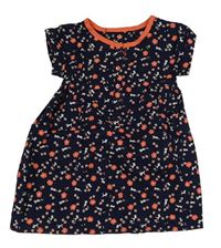 Tmavomodré květované šaty s kočičkami Mothercare