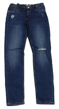 Tmavomodré skinny elastické rifle s prošoupáním H&M