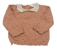 Starorůžový vzorovaný svetr s límečkem s madeirou Next