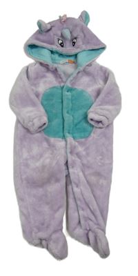 Lila plyšová kombinéza s kapucí - jednorožec John Lewis