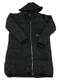 Černý šusťákový zimní kabát s kapucí New Look