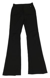 Černé žebrované slabé flare kalhoty 