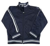 Tmavomodro-bílá propínací sportovní mikina 