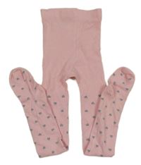 Růžové punčocháče se srdíčky H&M