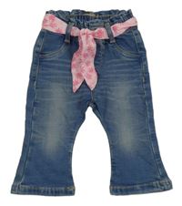 Modré teplákové flare rifle s páskem S. Oliver