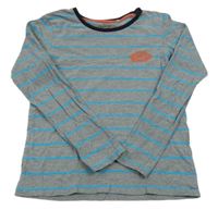 Šedo-modré pruhované triko s nápisem C&A