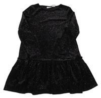 Černé sametové třpytivé šaty Mango