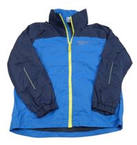 Modro-tmavomodrá šusťáková jarní bunda s ukrývací kapucí Pocopiano