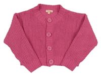 Růžový třpytivý crop propínací žinylkový svetr 