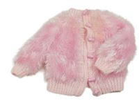 Růžový chlupatý propínací svetr 