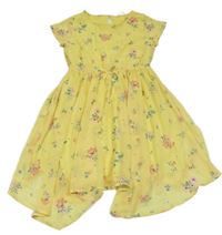 Žluté květované šifonové šaty H&M