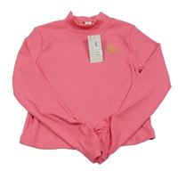 Nové - Růžové žebrované crop triko s výšivkou River Island