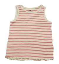 Smetanovo-růžový pruhovaný žebrovaný top H&M