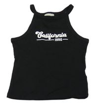 Černý žebrovaný crop top s nápisem Matalan