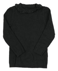 Tmavošedý žebrovaný svetr s volánkem George