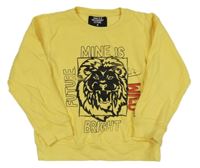 Žlutá mikina s lvíčkem a nápisy 