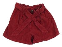 Vínové manšestrové kraťasy s páskem Nutmeg