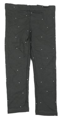 Antracitové puntíkaté zateplené legíny H&M