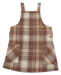 Starorůžovo-hnědé kostkované vlněné laclové šaty Primark
