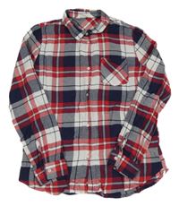 Tmavomodro-bílo-červená kostkovaná košile H&M