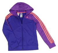 Fialová propínací sportovní mikina s logem a kapucí Adidas