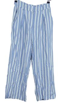 Dámské světlemodro-bílé pruhované culottes kalhoty Orsay 