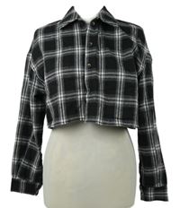 Dámská černo-bílá kostkovaná crop halenka zn. Shein 