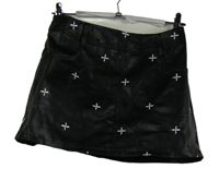 Dámská černá koženková sukně s výšivkami 