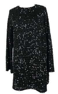 Dámská černá flitrová šatová tunika s mašlí Vera & Lucy