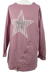 Dámská růžová mikinová tunika s hvězdou Studio 
