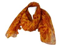 Dámský oranžovo-červený květovaný šifonový šátek 