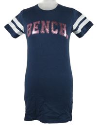 Dámské tmavomodré tričkové šaty s logem a pruhy Bench 