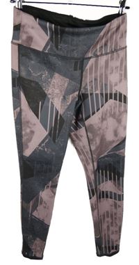 Dámské růžovo-šedé vzorované sportovní legíny 