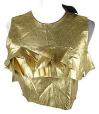 Nové - Dámská zlatá crop potažená halenka s volánky Zara 