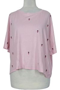 Dámské růžové crop tričko s jahůdkami New Look 