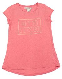 Neonově růžové tričko s nápisem H&M