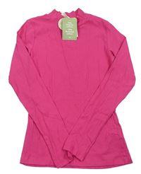Neonově růžové žebrované triko zn. H&M