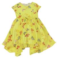 Žluté šifonové šaty s motýlky H&M