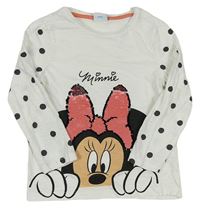 Bílé triko s Minnie a překlápěcími flitry Disney