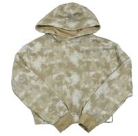 Béžovo-bílá crop mikina s kapucí H&M