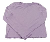 Fialové žebrované crop triko H&M