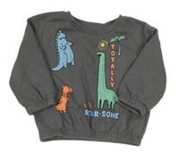 Šedá mikina s dinosaury zn. Primark