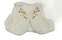 Bílá kožešinová vesta s kytičkami George