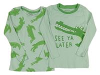 2x Světlemodro-zelené pyžamové triko s krokodýly Primark