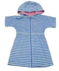 Modré pruhované županové šaty s výšivkou a kapucí Jojo Maman Bébé