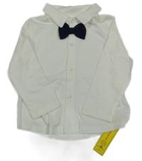 Nové - Bílá triková košile s motýlkem Shein